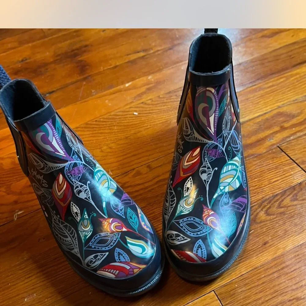 WOMENS NAVY BLUE SAKROOTS RAIN BOOTS OSZE 8 - Picture 3 of 3